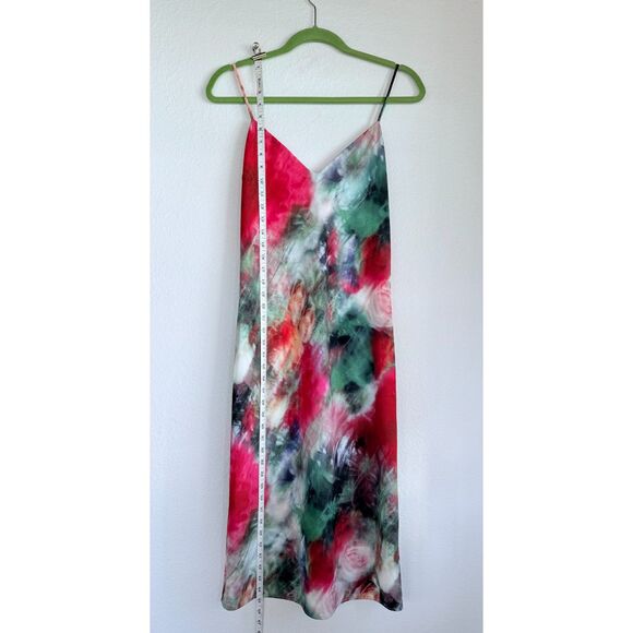 Adam Lippes Collective x RTR Floral Silky Slip Midi Dress in Red Green Multi 6 - Picture 13 of 16